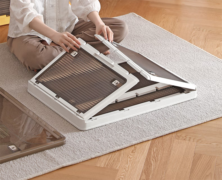 대형 폴딩 리빙박스 옷 수납 정리 투명 화이트 오리지널S