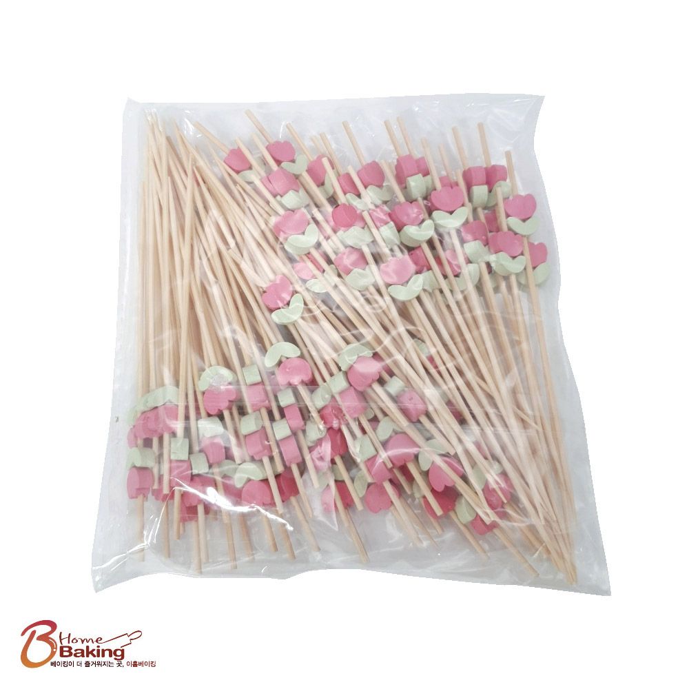 대나무 튤립픽 100개입 12cm 픽 과일꽂이 꼬치 과일꼬지 대나무포크 어묵 오뎅 산적 - 메인 이미지