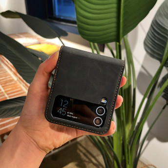 카드 케이스 지갑 가죽 힌지보호 슬림 지플립 블랙, 갤럭시Z 플립3 - 상품 이미지