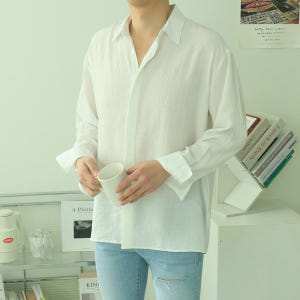 남자셔츠 오버핏 실크 남성남방 남자린넨셔츠 착용 후기 | 사이즈/핏 총정리 - 상품 이미지 2