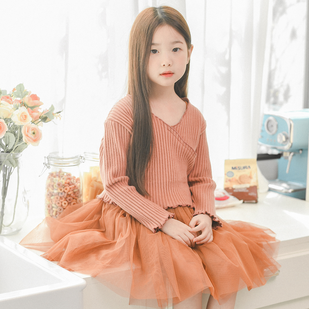 발레 랩 골지 여아가디건 봄 가을 아기 유아 아동 초등 주니어 가디건 워머 - 상세 이미지 5