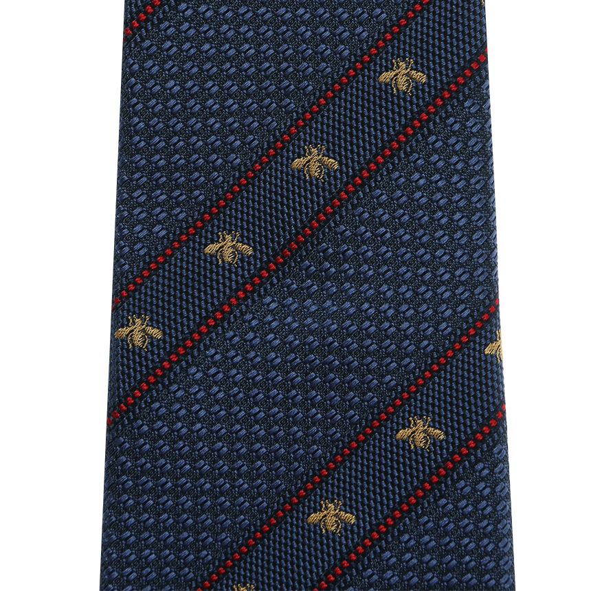 구찌 꿀벌 넥타이 451528 4E002 4574 네이비 - 상세 이미지 5