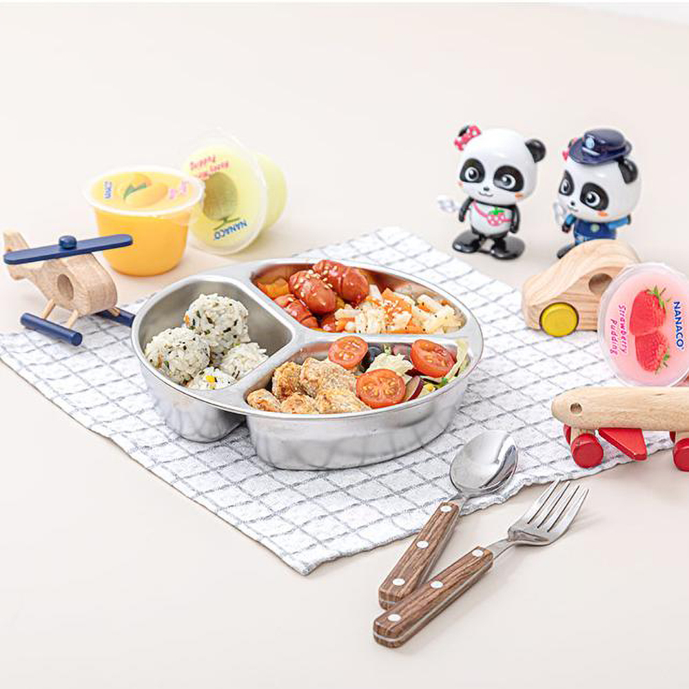 올비아 스텐 보관용기 도시락 나눔 반찬통 독립칸칸 찬합 1호(3칸 14.2cm) - 상품 이미지