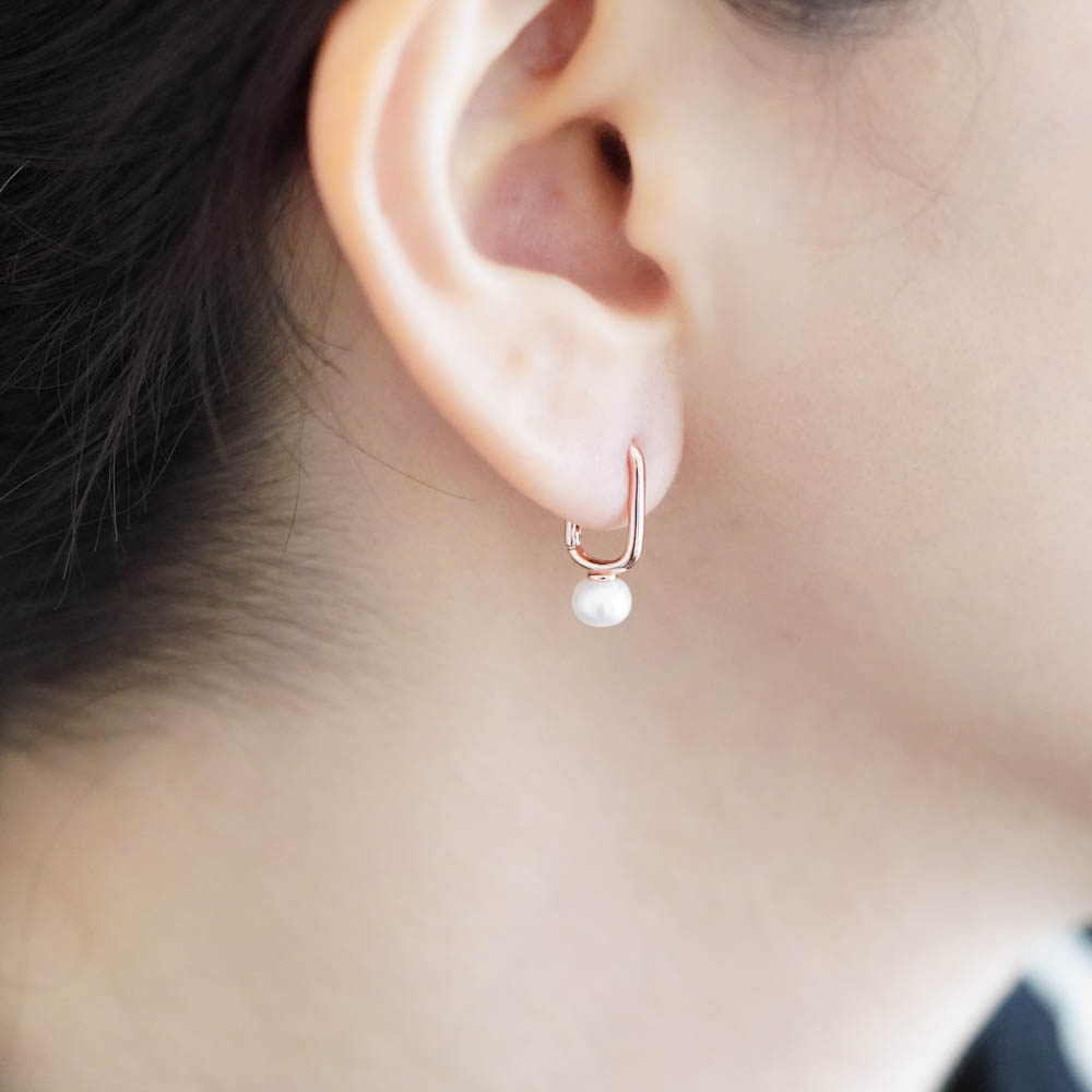실버925 U자 담수 진주 원터치 은 귀걸이 데일리