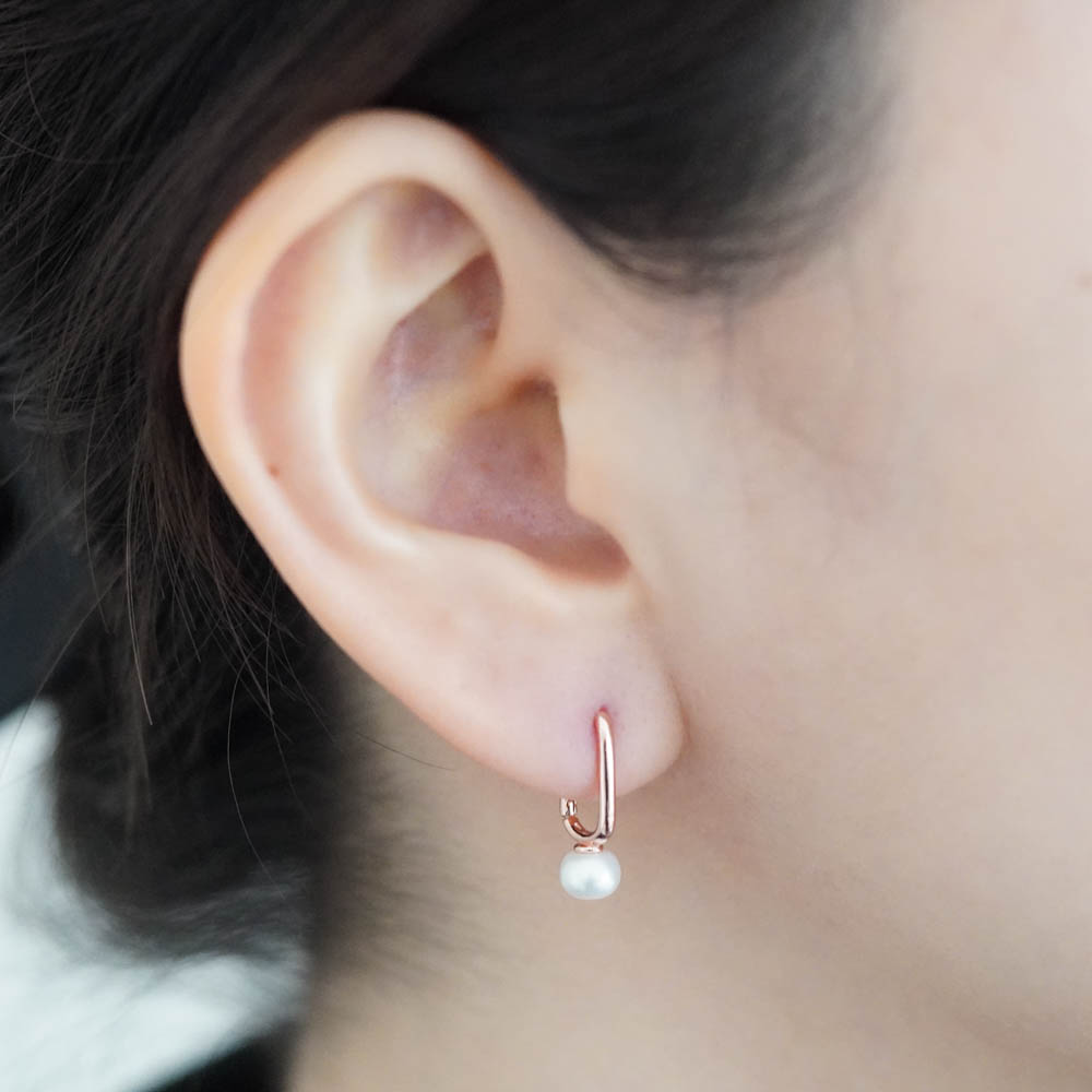 실버925 U자 담수 진주 원터치 은 귀걸이 데일리