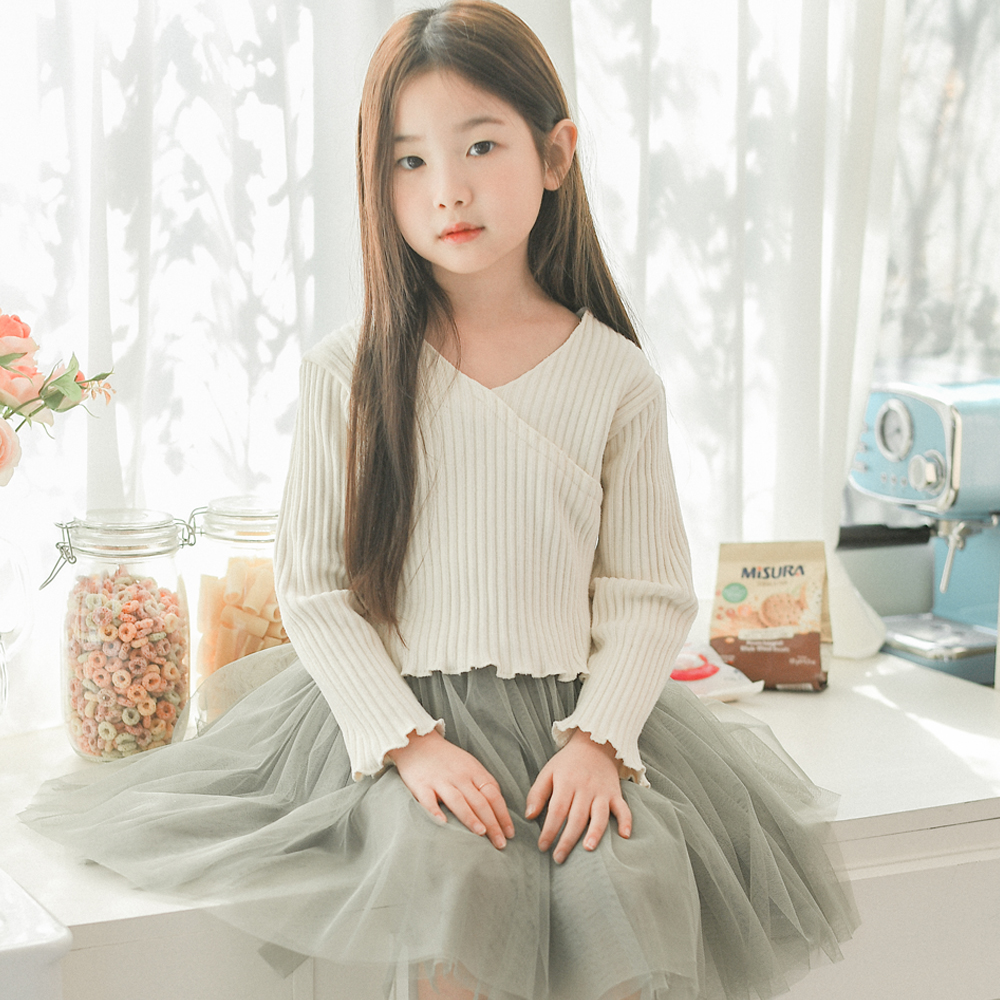 발레 랩 골지 여아가디건 봄 가을 아기 유아 아동 초등 주니어 가디건 워머 - 상세 이미지 4