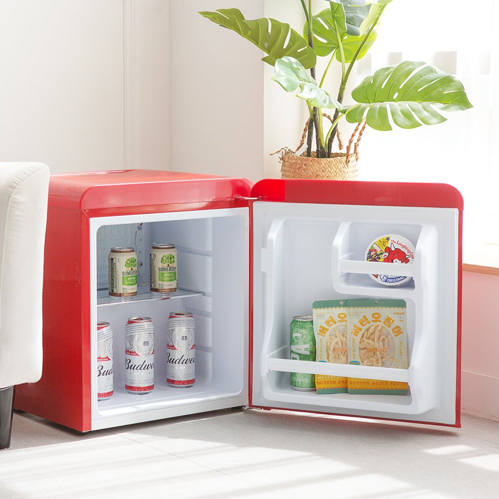 쿠잉 레트로 미니냉장고 REF-S50 소형 원룸 사무실 신혼 슬림 레드