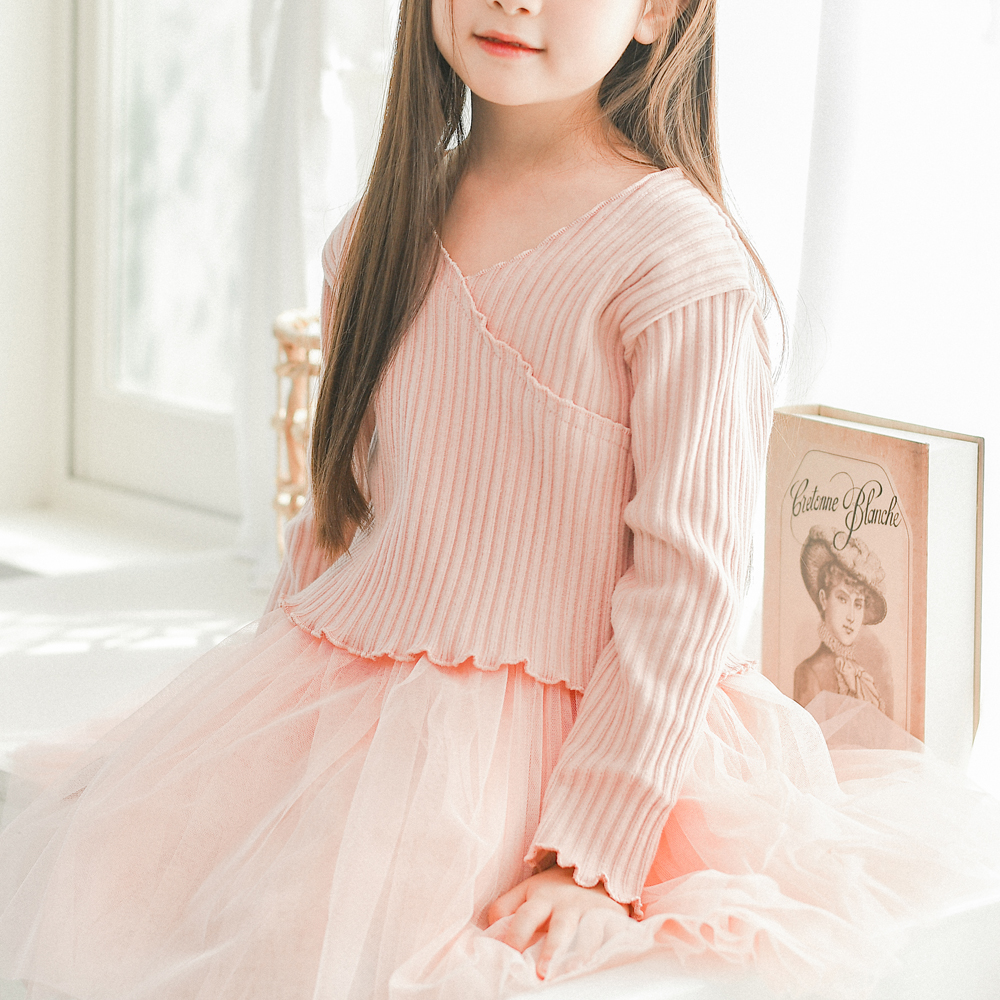 발레 랩 골지 여아가디건 봄 가을 아기 유아 아동 초등 주니어 가디건 워머 - 상세 이미지 5