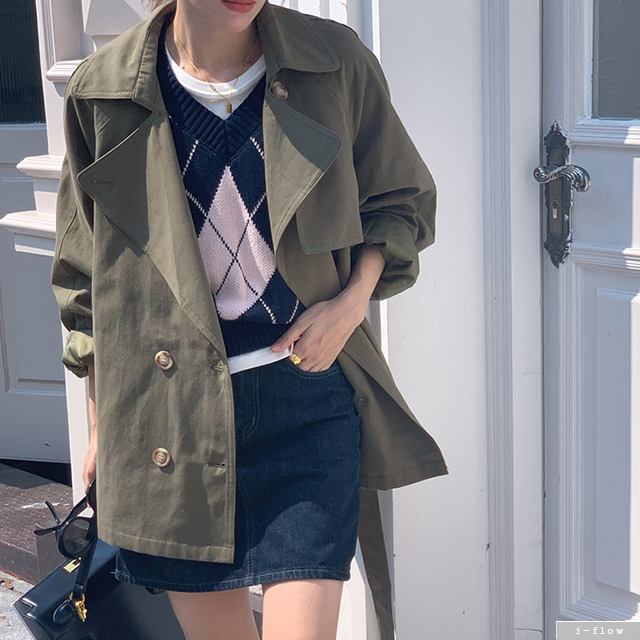 픽시 오버핏 카라 벨트 하프 트렌치 자켓 3col 봄 가을 점퍼 야상 나그랑 제이플로우 - 상세 이미지 3