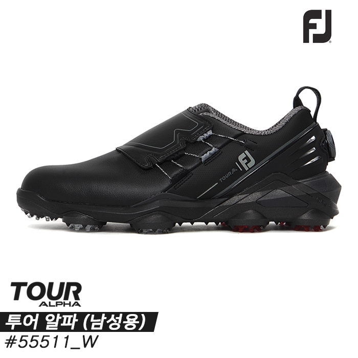 [아쿠쉬네트코리아정품]2022 풋조이 투어 알파(TOUR ALPHA) 보아 골프화[55511/W/블랙+차콜+레드][남성용][10mm작게 주문하세요]... 
