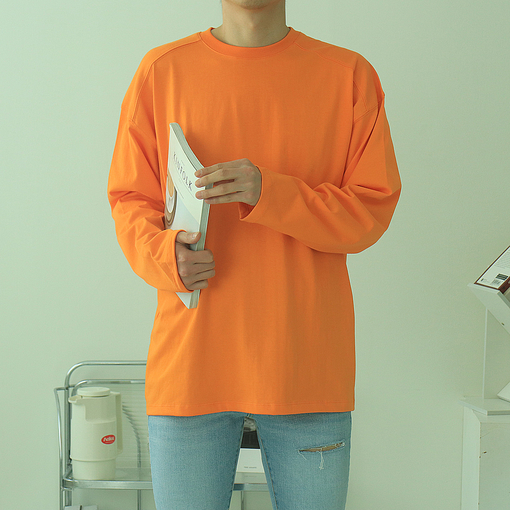 남자긴팔티 오버핏 피그먼트 이너 티셔츠 남자쭉티 이미지 4