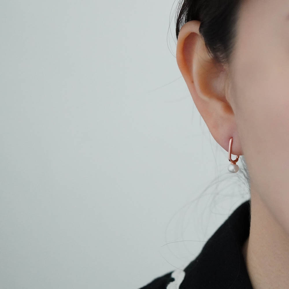 실버925 U자 담수 진주 원터치 은 귀걸이 데일리