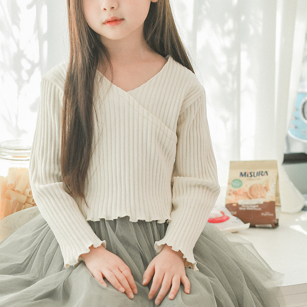 발레 랩 골지 여아가디건 봄 가을 아기 유아 아동 초등 주니어 가디건 워머 - 상세 이미지 3
