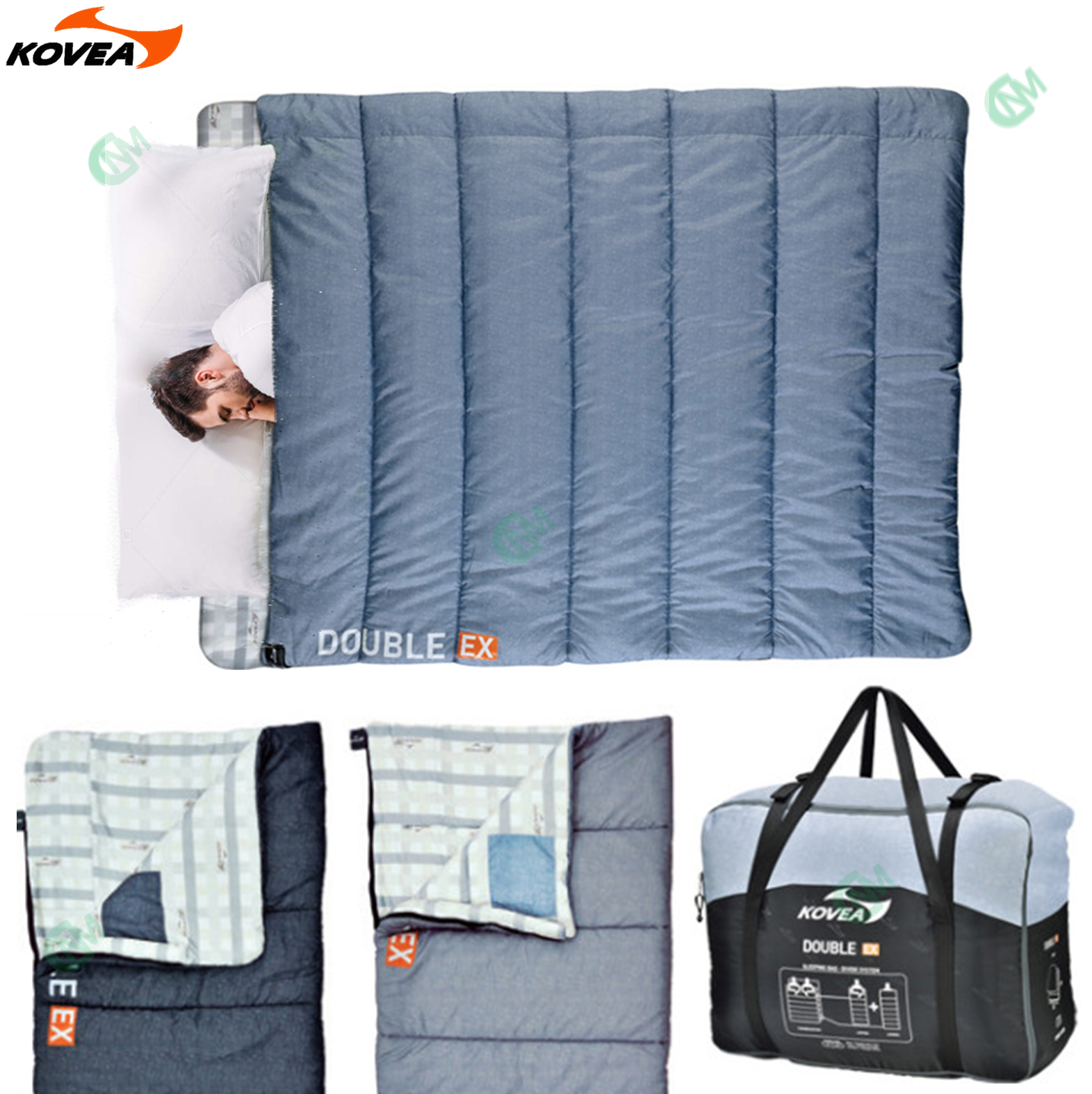 코베아 더블 EX 침낭 2인 사이즈 블루