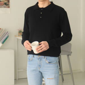 남자니트 루즈핏 헨리넥 카라티 남자봄니트 착용 후기 | 사이즈/핏 총정리 - 상품 이미지 2