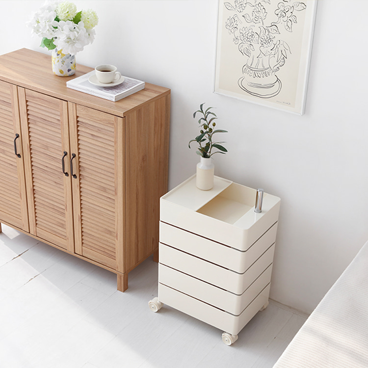 빙그리 회전서랍 트롤리 5단 크림 7097.6474