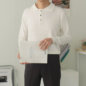 남자니트 루즈핏 헨리넥 카라티 남자봄니트 착용 후기 | 사이즈/핏 총정리 - 상품 이미지 1