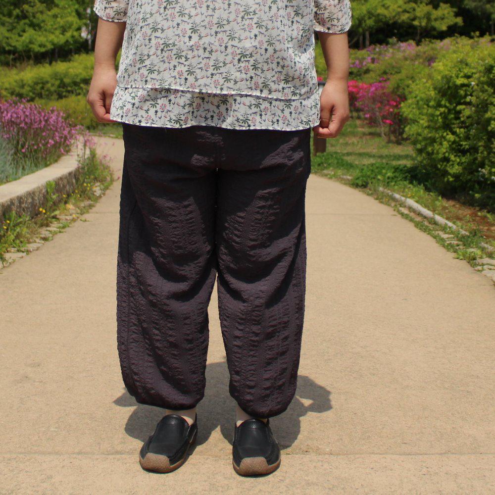 할머니바지 여름 무지 엠보 브라운 고무줄바지 60대70대80대90대생신 할머니옷선물 - 상품 이미지