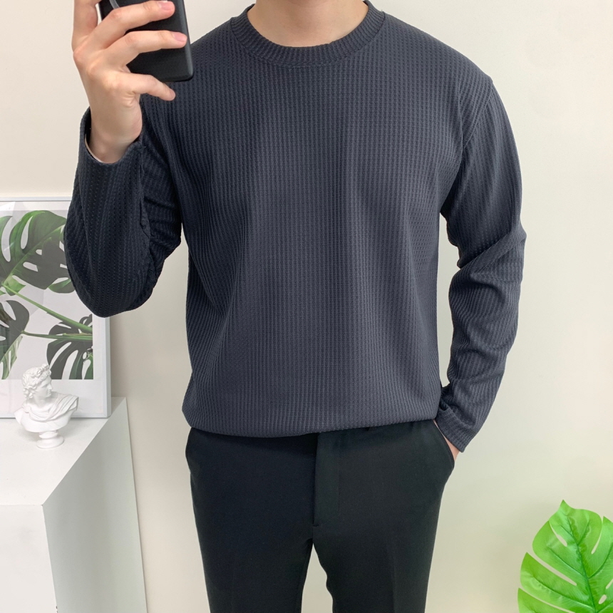 남자긴팔티 와플티 빅사이즈티셔츠 이미지 2