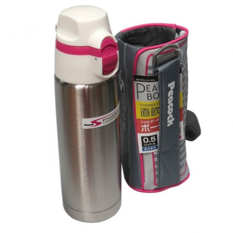 피콕 보온병 물병 텀블러 보냉병 핑크색 500ML - 상품 이미지