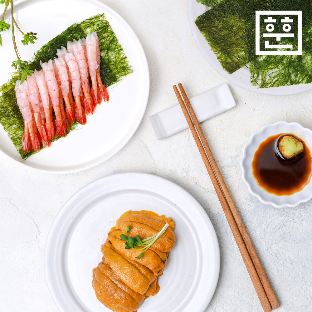 단새우 우니 감태 홈마카세 세트 성게알 연어 광어 우단감