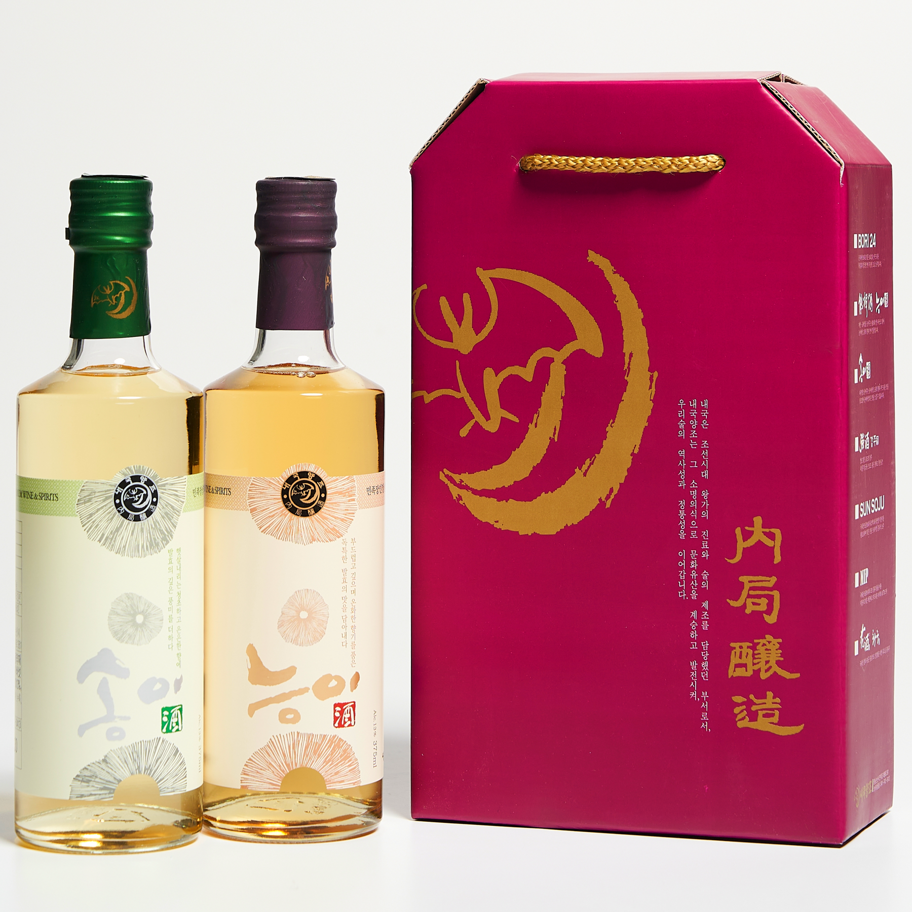 능이주+송이주 선물세트 약주 13도 375ml 내국양조 프리미엄 무첨가(케이스포함) - 메인 이미지