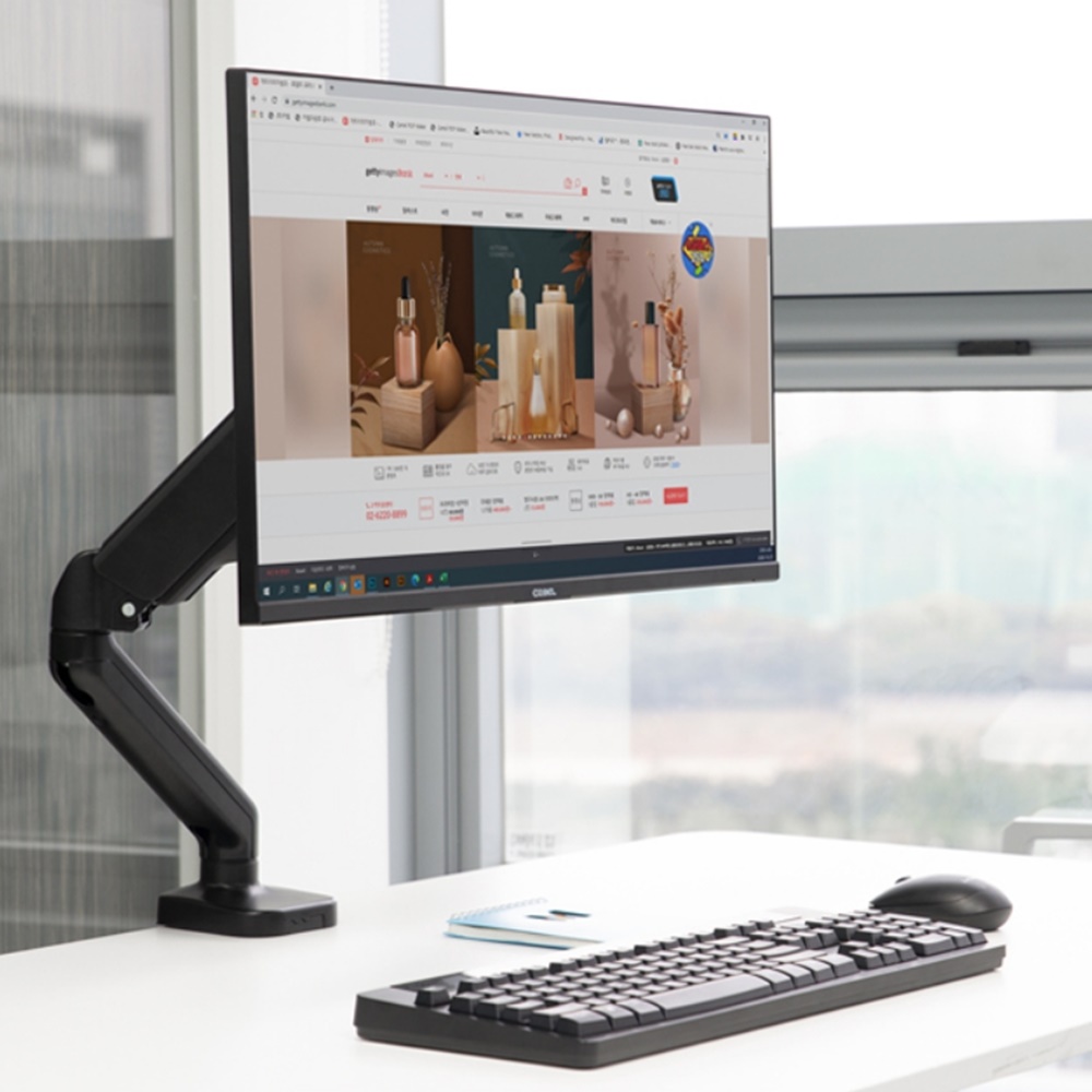 카멜ca1 싱글 27인치 1단 2단 장력조절 모니터 가로세로회전 상하 좌우 각도조절가능 - 상세 이미지 5
