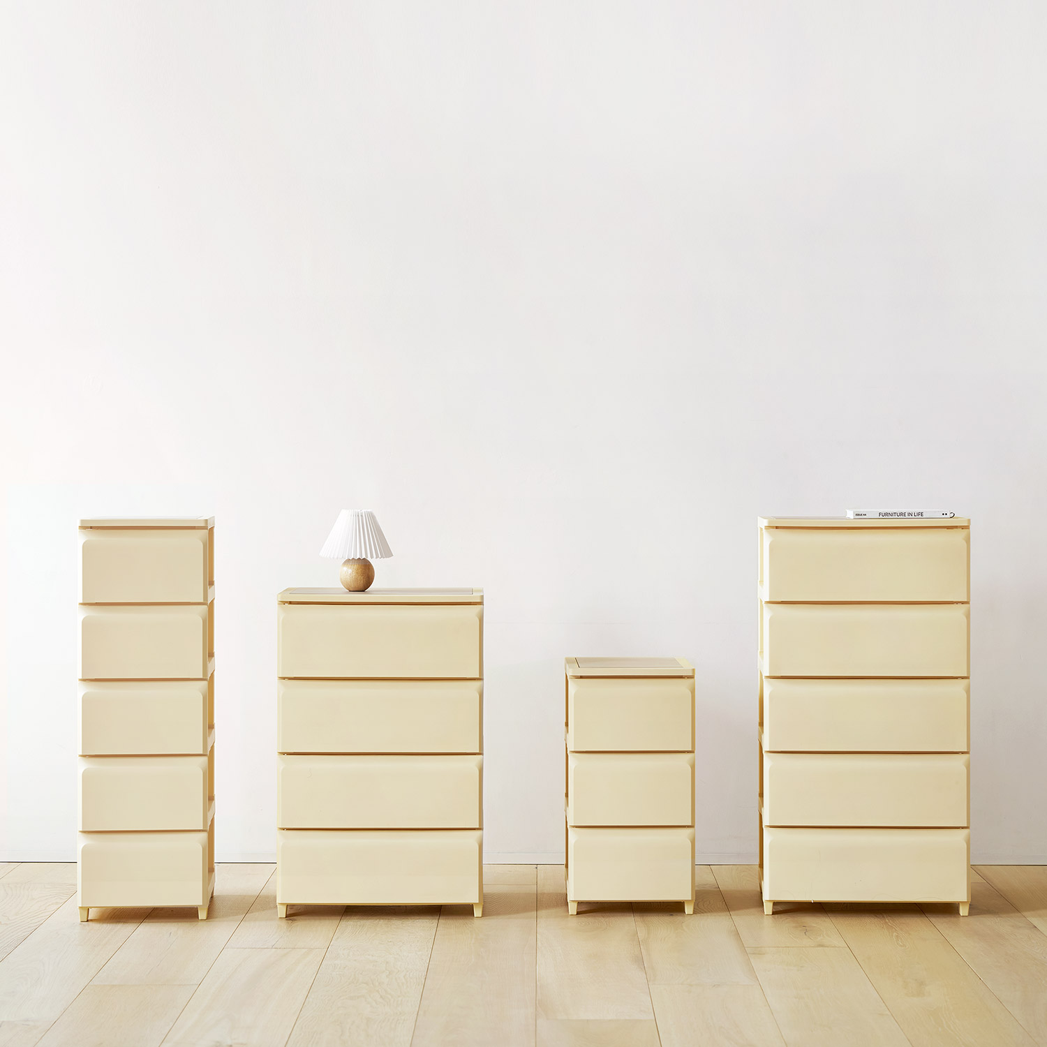 룸앤홈 데일리 플라스틱서랍장 M-340x425x1060mm, 5단, 아이보리 이미지 4