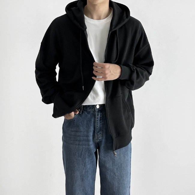 남자 브래치 봄 가을 투웨이 무지 후드집업 이미지 2