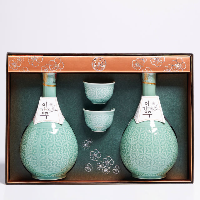 이강주 주병세트 25도 500ml 2본입(전용잔,쇼핑백 포함) 도자기