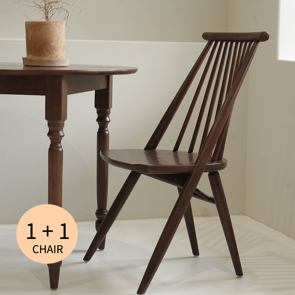 자야캠핑 1+1 코콜라 1920 고무나무 원목 월넛 식탁 의자