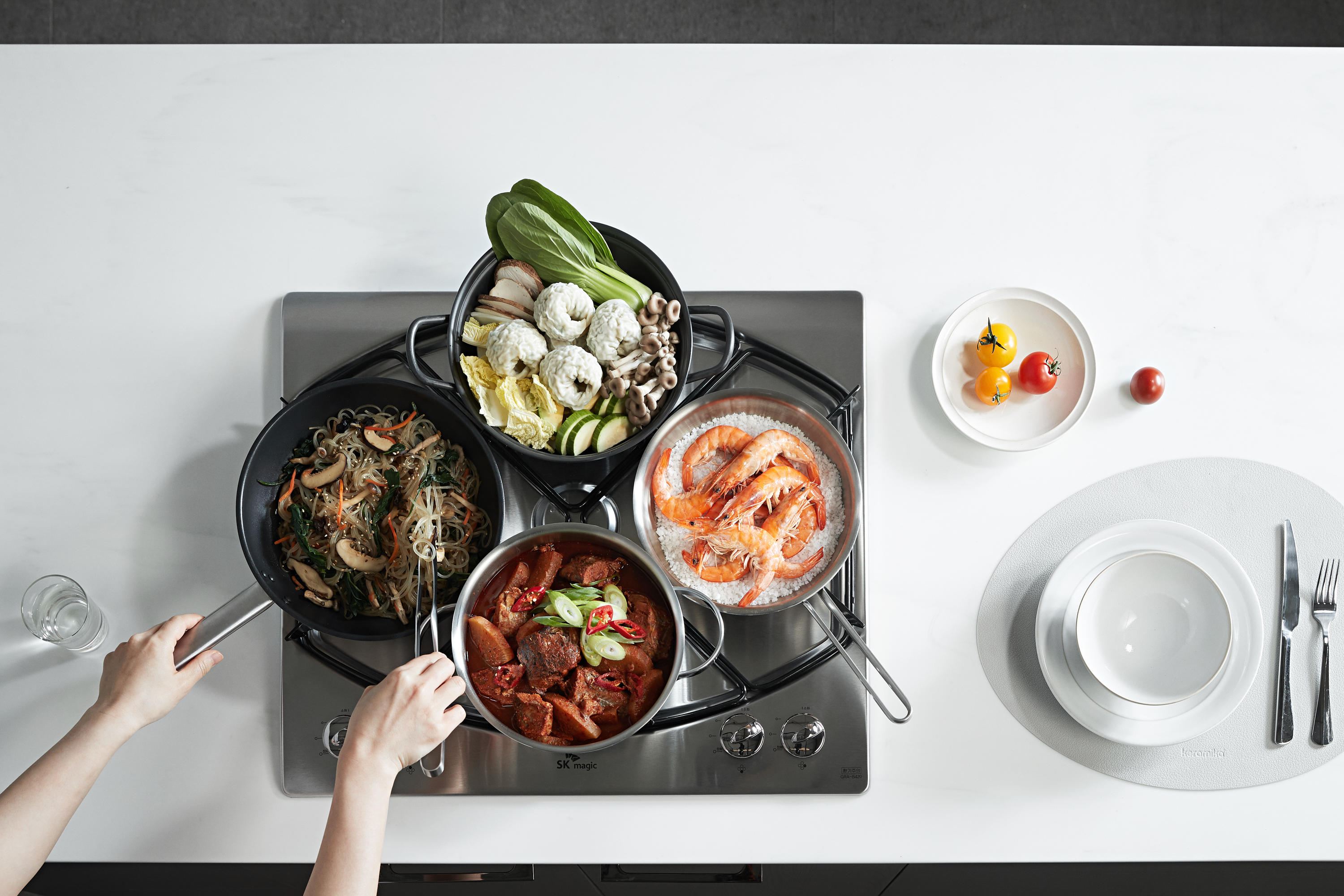 나비엔매직 빌트인 가스 쿡탑 레인지 전기코드식 560x480 GRB9104NASS LNG