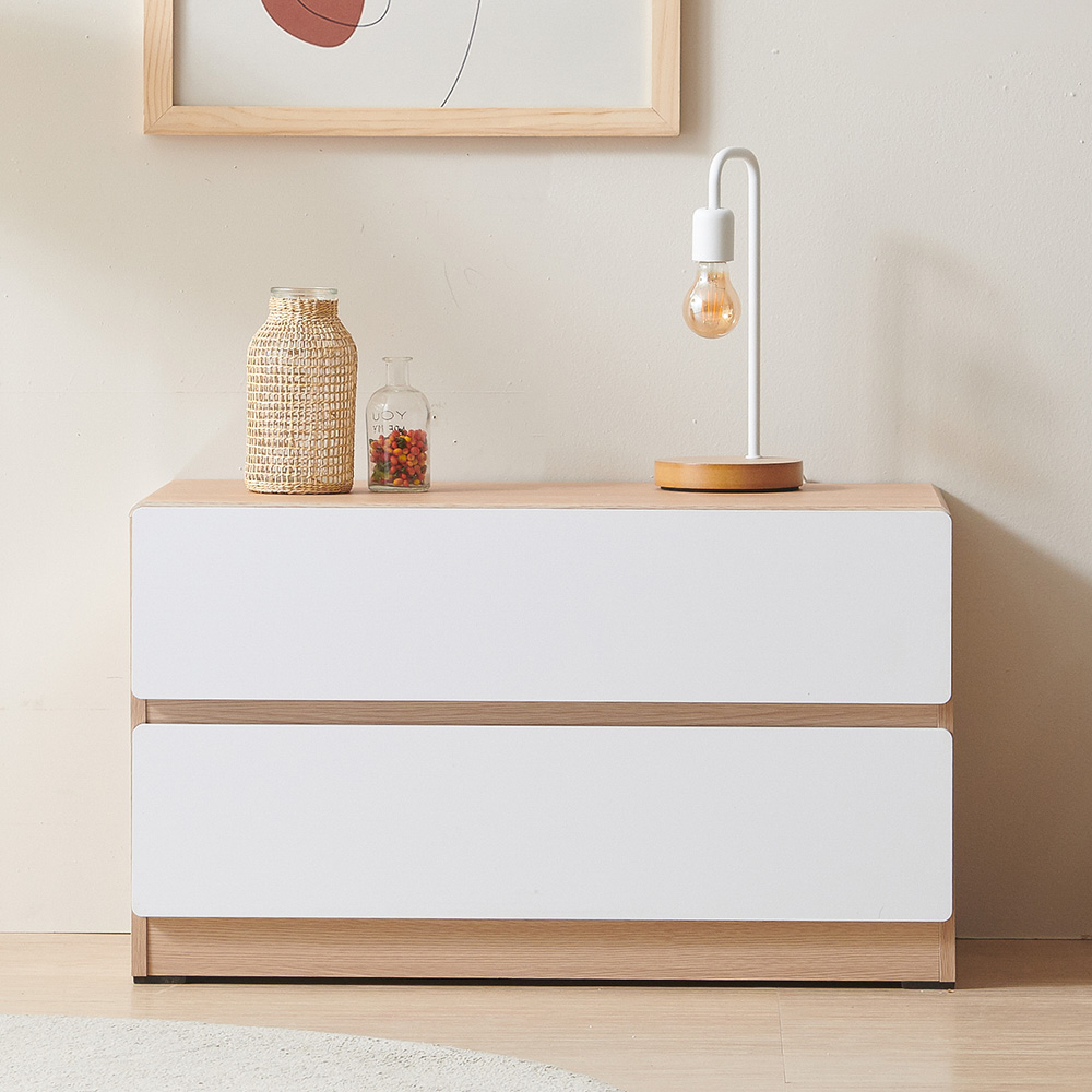 스코나 디스트 2단 서랍 거실장 인테리어 TV장 800mm, 오크화이트