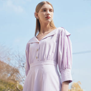 LEINA Deep Vneck Collar Flared Dress_Pur... 착용 후기 | 사이즈/핏 총정리 - 상품 이미지 4