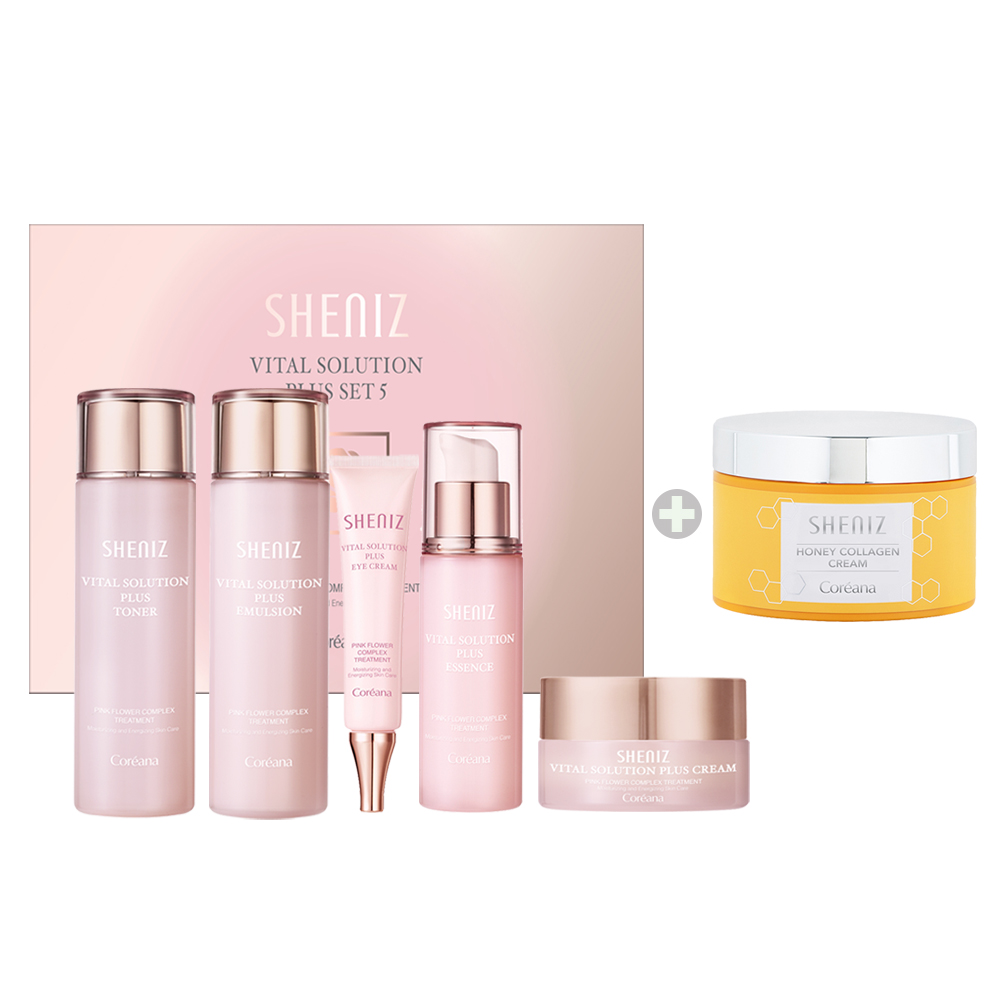 코리아나화장품 쉬니즈 바이탈 탄력강화 여성기초 5종 세트+고보습 콜라겐 크림 100ml - 메인 이미지