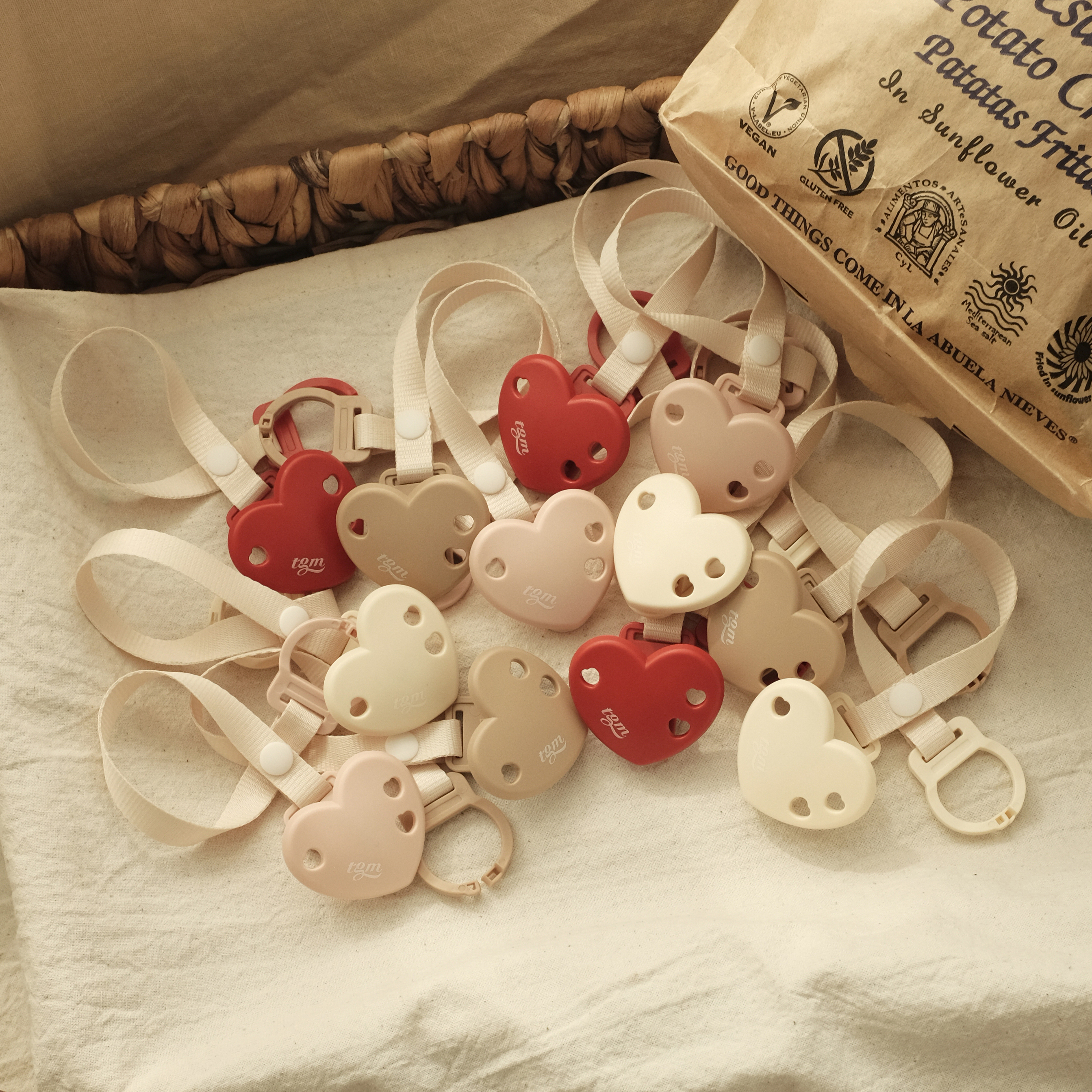 티지엠 하트 쪽쪽이클립 아기 쪽쪽이 노리개 스트랩 홀더 케이스