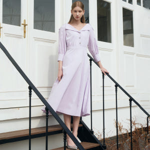 LEINA Deep Vneck Collar Flared Dress_Pur... 착용 후기 | 사이즈/핏 총정리 - 상품 이미지 3