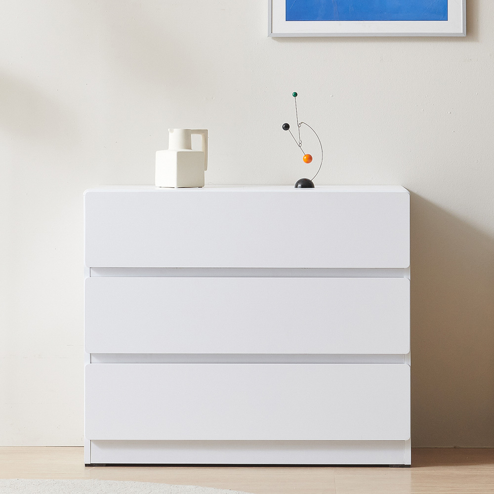 스코나 디스트 3단 서랍 높은 거실장 사이드보드 800mm, 오크화이트