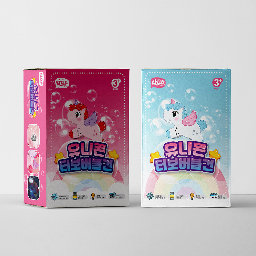 키저스 유니콘 터보 자동 버블건 고급형 비눗방울 총 돌 아기 장난감 선물