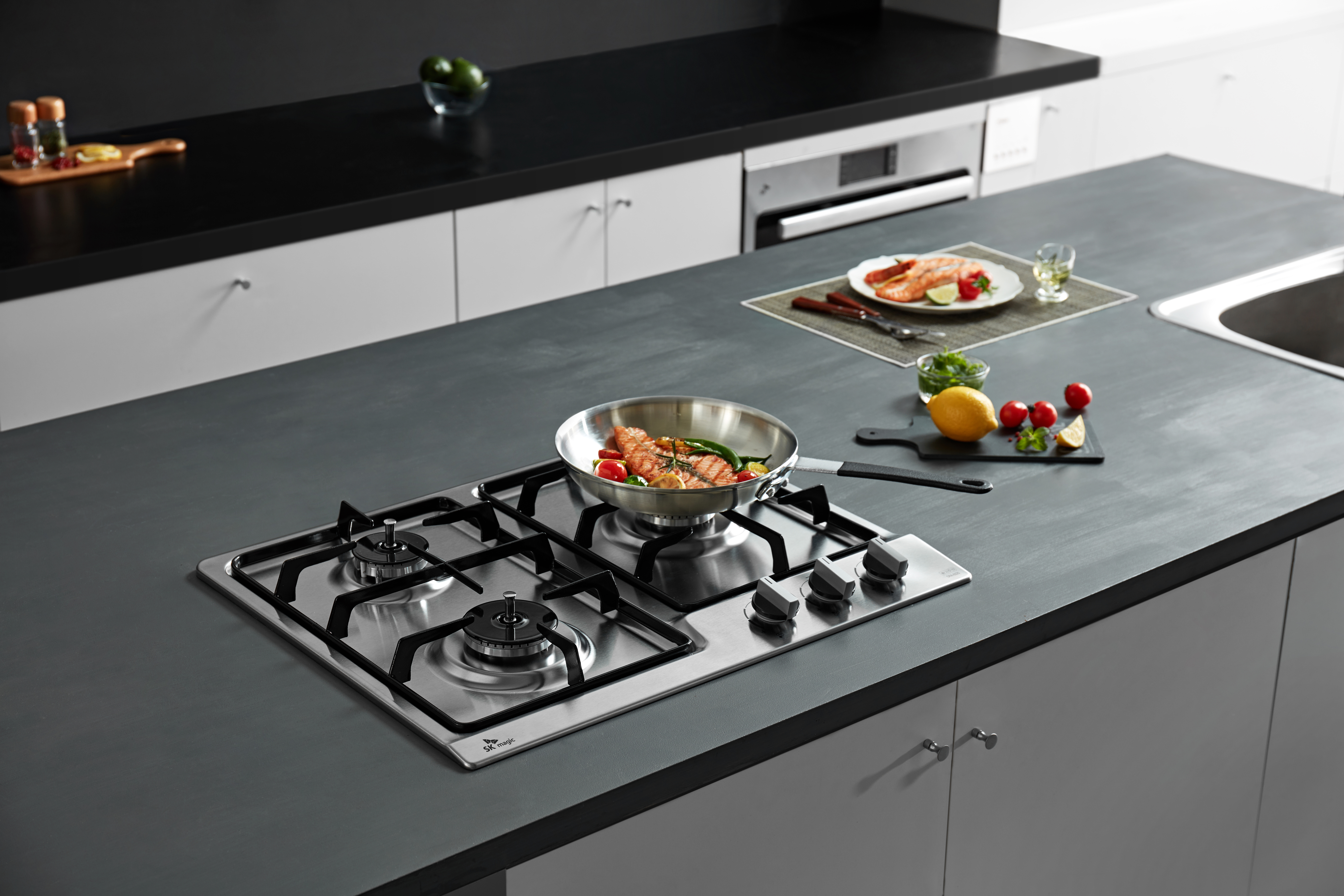 나비엔매직 빌트인 가스 쿡탑 레인지 전기코드식 560x440 GRB2003NASS LNG