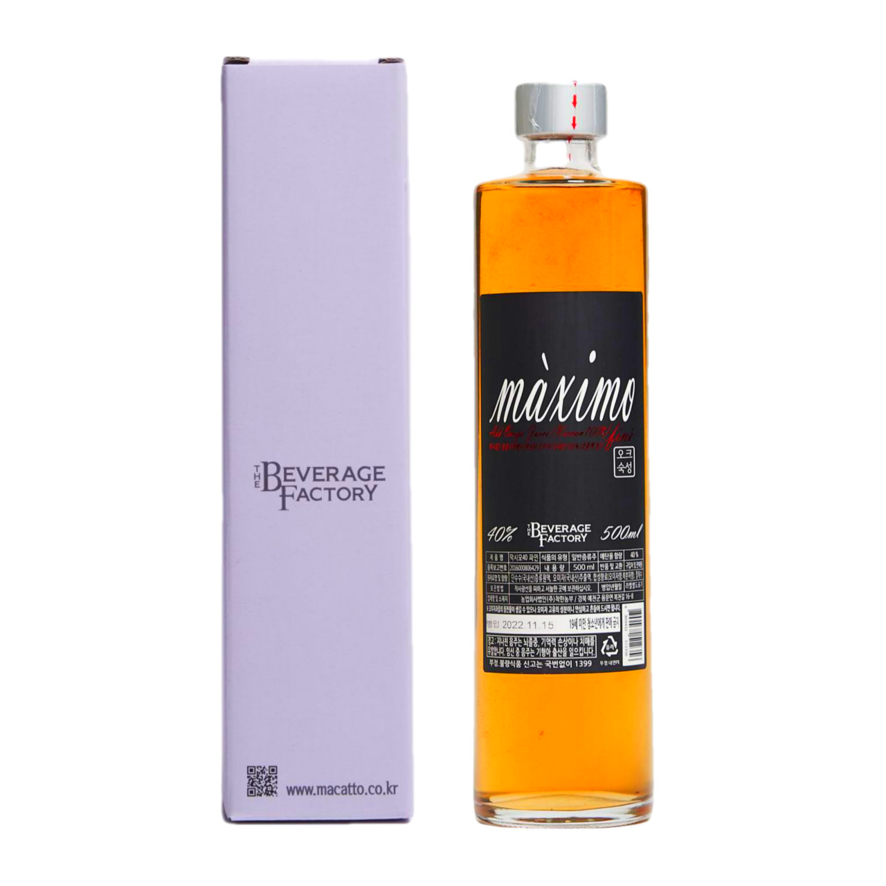 막시모 파인 40도 500ml 오크숙성 오미자 단수수 럼 증류주 착한농부(케이스포함) - 메인 이미지