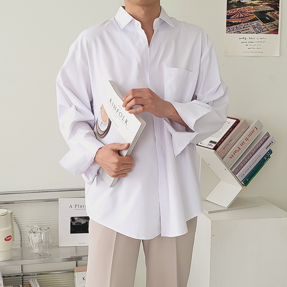 남자셔츠 남자실크셔츠 와이드카라 박스핏 오버핏남방 제품 이미지