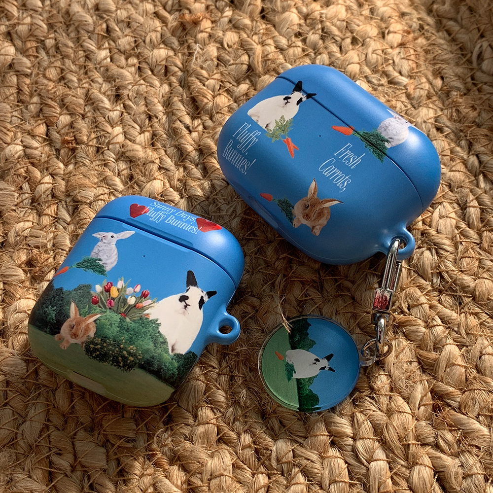 fluffy bunnies 에어팟 1 2 케이스 하드 garden bunnies
