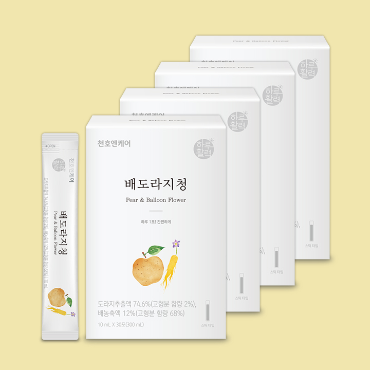 천호엔케어 국산 생 도라지 약도라지 배도라지청 스틱 30포, 4개