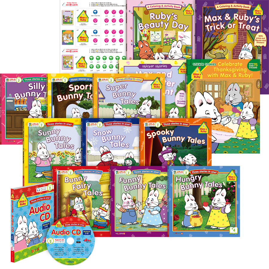 [애플리스외국어사] [세이펜BOOK] 맥스앤루비 Max and Ruby 스토리북 13종 세트 (Paperback+ Audio CD+ 스티커스토리북+ 액티비티북+ 세이펜스티커) 제품 이미지