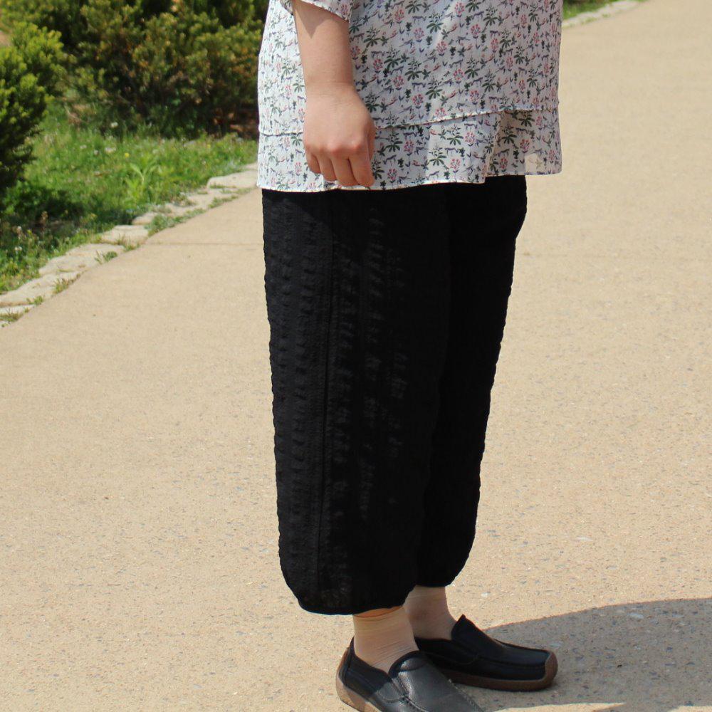할머니바지 100%인견 여름 무지 블랙 고무줄바지 60대70대80대90대생신 할머니옷선물 이미지 3
