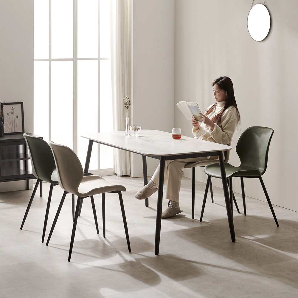 지노 4인용 포세린 세라믹 식탁 세트 1400 (의자4)