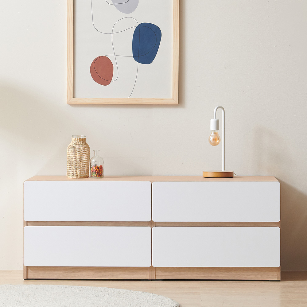 스코나 디스트 2단 서랍 거실장 인테리어 TV장 1200mm, 오크화이트