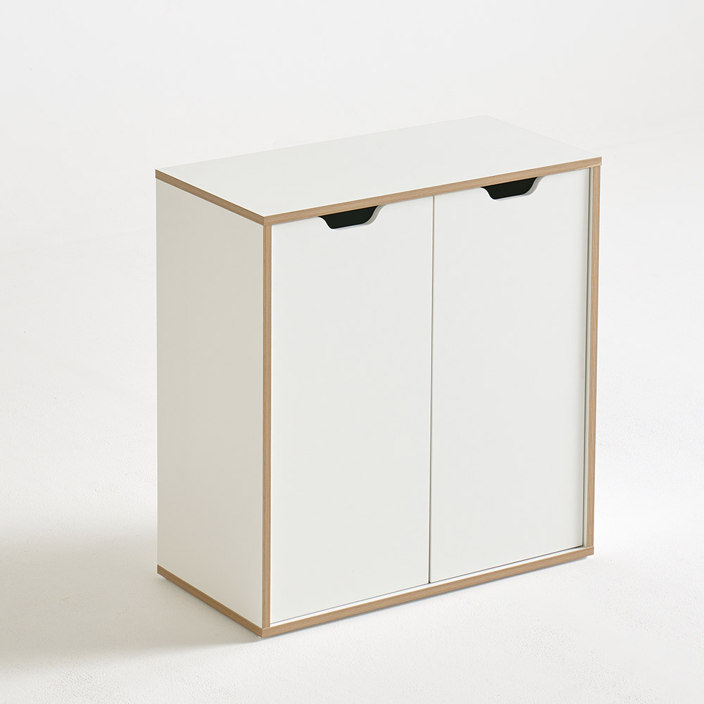 E0자재 무노 잠금가능 다용도 수납장 800x400x850mm, 2단, 화이트 (MN1569) 이미지 4