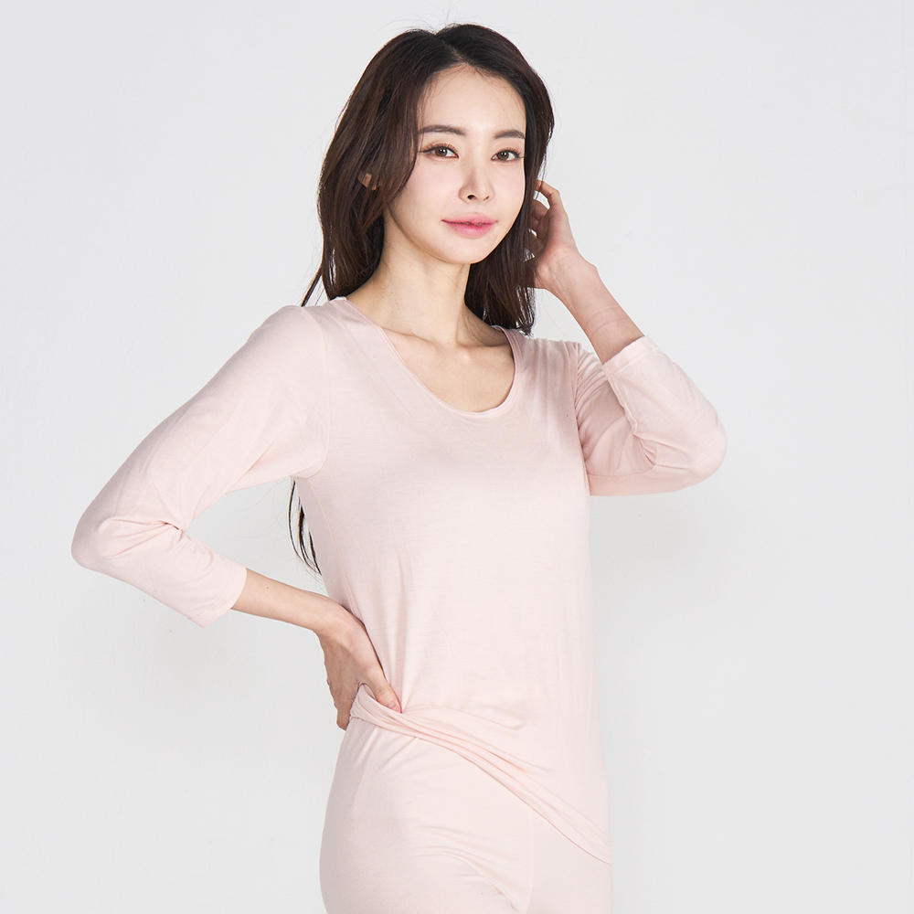 [에이원] 여성 텐셀 소프트 내복 내의 9부 상의 긴팔 이미지 2